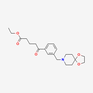 molecular formula C21H29NO5 B1325740 Ethyl 5-[3-[1,4-dioxa-8-azaspiro[4.5]decan-8-ylmethyl]phenyl]-5-oxovalerate CAS No. 898762-61-3
