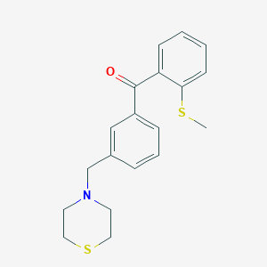 molecular formula C19H21NOS2 B1325741 2-Thiomethyl-3'-thiomorpholinomethyl benzophenone CAS No. 898762-96-4