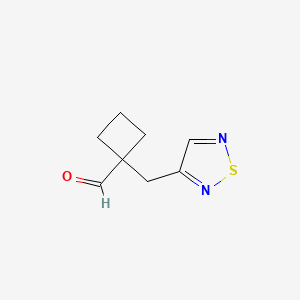 molecular formula C8H10N2OS B13257415 1-(1,2,5-Thiadiazol-3-ylmethyl)cyclobutane-1-carbaldehyde 