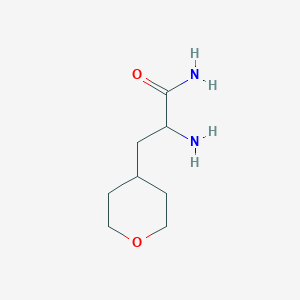 molecular formula C8H16N2O2 B13257458 2-Amino-3-(oxan-4-yl)propanamide 