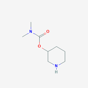 molecular formula C8H16N2O2 B13257460 Piperidin-3-yl dimethylcarbamate 