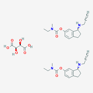 molecular formula C20H26N2O8 B132575 (2R,3R)-2,3-dihydroxybutanedioic acid;[(3R)-3-(prop-2-ynylamino)-2,3-dihydro-1H-inden-5-yl] N-ethyl-N-methylcarbamate CAS No. 209394-46-7