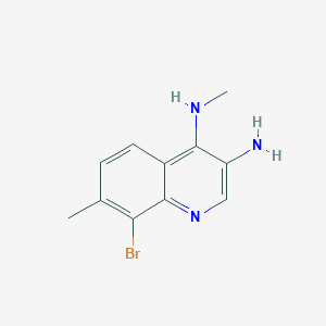 molecular formula C11H12BrN3 B13257543 8-Bromo-N4,7-dimethylquinoline-3,4-diamine 