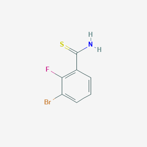 molecular formula C7H5BrFNS B13257547 3-Bromo-2-fluorobenzene-1-carbothioamide 