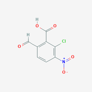 molecular formula C8H4ClNO5 B13257556 2-Chloro-6-formyl-3-nitrobenzoic acid 