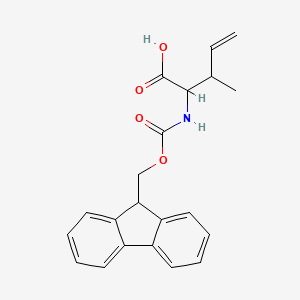 molecular formula C21H21NO4 B13257623 2-({[(9H-fluoren-9-yl)methoxy]carbonyl}amino)-3-methylpent-4-enoic acid 