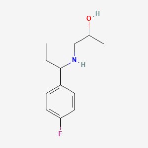 molecular formula C12H18FNO B13257698 1-{[1-(4-Fluorophenyl)propyl]amino}propan-2-ol 