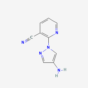 molecular formula C9H7N5 B13257745 2-(4-amino-1H-pyrazol-1-yl)pyridine-3-carbonitrile 