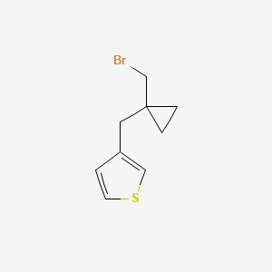 molecular formula C9H11BrS B13257833 3-([1-(Bromomethyl)cyclopropyl]methyl)thiophene 
