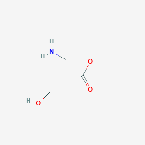 molecular formula C7H13NO3 B13257836 Methyl 1-(aminomethyl)-3-hydroxycyclobutane-1-carboxylate 