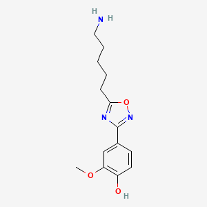 molecular formula C14H19N3O3 B13257847 4-[5-(5-Aminopentyl)-1,2,4-oxadiazol-3-yl]-2-methoxyphenol 