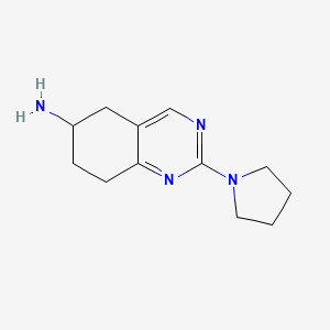 molecular formula C12H18N4 B13258009 2-(Pyrrolidin-1-yl)-5,6,7,8-tetrahydroquinazolin-6-amine 