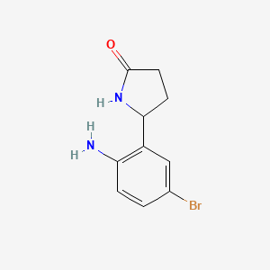 molecular formula C10H11BrN2O B13258012 5-(2-Amino-5-bromophenyl)pyrrolidin-2-one 