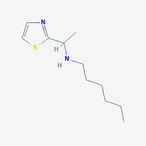 molecular formula C11H20N2S B13258038 Hexyl[1-(1,3-thiazol-2-yl)ethyl]amine 