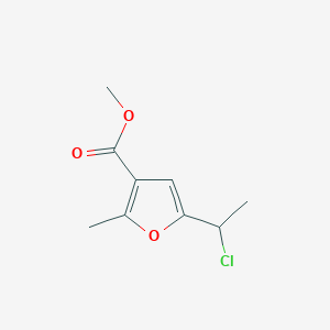 molecular formula C9H11ClO3 B13258222 Methyl 5-(1-chloroethyl)-2-methylfuran-3-carboxylate 