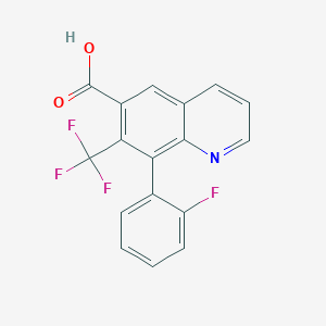 molecular formula C17H9F4NO2 B13258320 8-(2-Fluorophenyl)-7-(trifluoromethyl)quinoline-6-carboxylic acid 