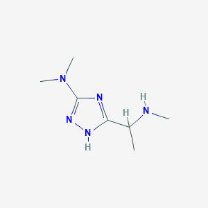 molecular formula C7H15N5 B13258363 N,N-dimethyl-5-[1-(methylamino)ethyl]-1H-1,2,4-triazol-3-amine 