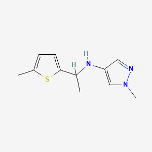 molecular formula C11H15N3S B13258368 1-Methyl-N-[1-(5-methylthiophen-2-yl)ethyl]-1H-pyrazol-4-amine 