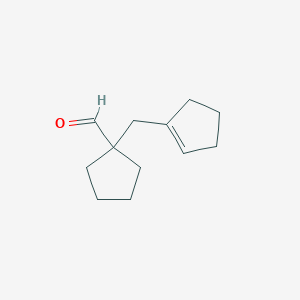 molecular formula C12H18O B13258403 1-(Cyclopent-1-en-1-ylmethyl)cyclopentane-1-carbaldehyde 