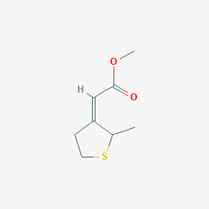 molecular formula C8H12O2S B13258433 Methyl 2-(2-methylthiolan-3-ylidene)acetate 