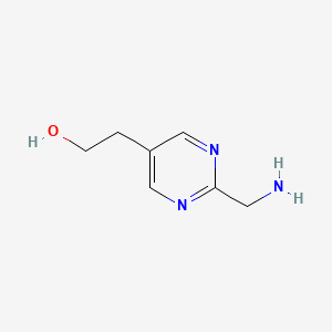 molecular formula C7H11N3O B13258441 2-[2-(Aminomethyl)pyrimidin-5-yl]ethan-1-ol 