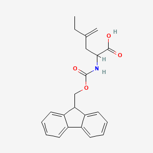 molecular formula C22H23NO4 B13258448 2-({[(9H-fluoren-9-yl)methoxy]carbonyl}amino)-4-methylidenehexanoic acid 