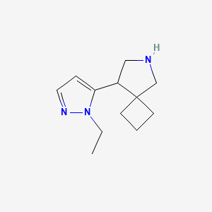 molecular formula C12H19N3 B13258469 8-(1-Ethyl-1H-pyrazol-5-yl)-6-azaspiro[3.4]octane 