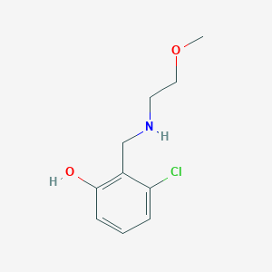 molecular formula C10H14ClNO2 B13258513 3-Chloro-2-{[(2-methoxyethyl)amino]methyl}phenol 