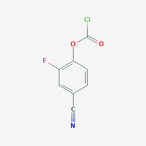 molecular formula C8H3ClFNO2 B13258534 4-Cyano-2-fluorophenyl chloroformate 