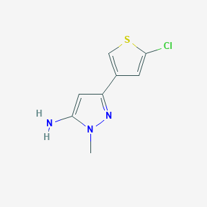 molecular formula C8H8ClN3S B13258686 3-(5-Chlorothiophen-3-yl)-1-methyl-1H-pyrazol-5-amine 
