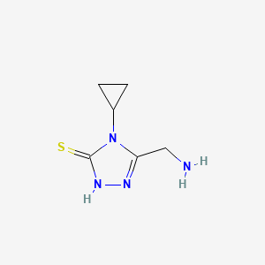molecular formula C6H10N4S B13258726 5-(Aminomethyl)-4-cyclopropyl-4H-1,2,4-triazole-3-thiol 