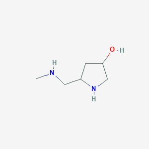 molecular formula C6H14N2O B13258767 5-[(Methylamino)methyl]pyrrolidin-3-ol 