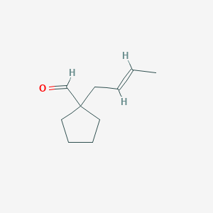 molecular formula C10H16O B13258775 1-(But-2-en-1-yl)cyclopentane-1-carbaldehyde 