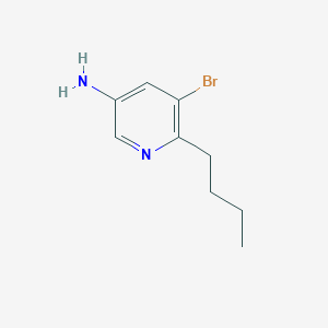 molecular formula C9H13BrN2 B13258783 5-Bromo-6-butylpyridin-3-amine 