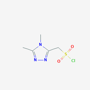 molecular formula C5H8ClN3O2S B13258835 (Dimethyl-4H-1,2,4-triazol-3-yl)methanesulfonyl chloride 