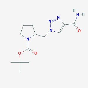 molecular formula C13H21N5O3 B13258939 tert-butyl 2-[(4-carbamoyl-1H-1,2,3-triazol-1-yl)methyl]pyrrolidine-1-carboxylate 