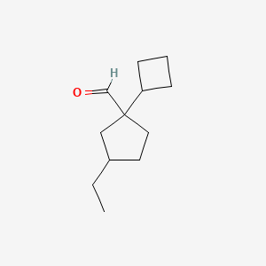 molecular formula C12H20O B13259030 1-Cyclobutyl-3-ethylcyclopentane-1-carbaldehyde 