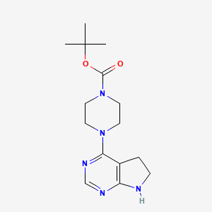 molecular formula C15H23N5O2 B13259116 tert-Butyl 4-{5H,6H,7H-pyrrolo[2,3-d]pyrimidin-4-yl}piperazine-1-carboxylate 