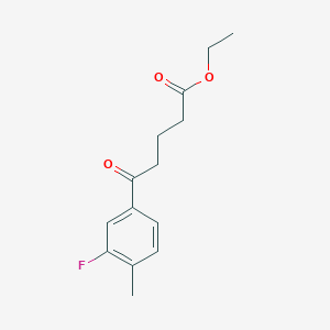 molecular formula C14H17FO3 B1325917 Ethyl 5-(3-fluoro-4-methylphenyl)-5-oxovalerate CAS No. 898752-58-4