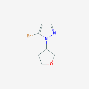 molecular formula C7H9BrN2O B13259228 5-Bromo-1-(oxolan-3-yl)-1H-pyrazole 