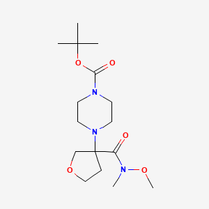 molecular formula C16H29N3O5 B13259259 tert-Butyl 4-{3-[methoxy(methyl)carbamoyl]oxolan-3-yl}piperazine-1-carboxylate 