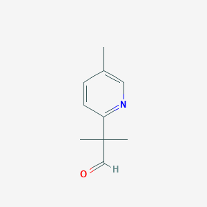 molecular formula C10H13NO B13259361 2-Methyl-2-(5-methylpyridin-2-yl)propanal 