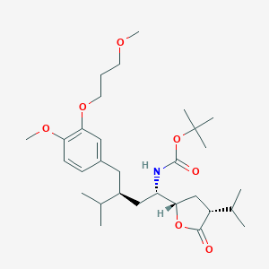 molecular formula C30H49NO7 B132600 [(1S,3S)-3-[[4-Methoxy-3-(3-methoxypropoxy)phenyl]methyl]-4-methyl-1-[(2S, 4R)-tetrahydro-4-(1-methylethyl)-5-oxo-2-furanyl]pentyl]carbamic Acid 1,1-tert-Butyl Ester CAS No. 900811-52-1