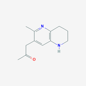 molecular formula C12H16N2O B13260190 1-(2-Methyl-5,6,7,8-tetrahydro-1,5-naphthyridin-3-yl)propan-2-one 