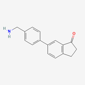molecular formula C16H15NO B13260274 6-[4-(Aminomethyl)phenyl]-2,3-dihydro-1H-inden-1-one 