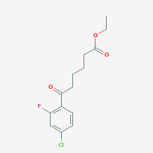 molecular formula C14H16ClFO3 B1326035 Ethyl 6-(4-chloro-2-fluorophenyl)-6-oxohexanoate CAS No. 951886-40-1
