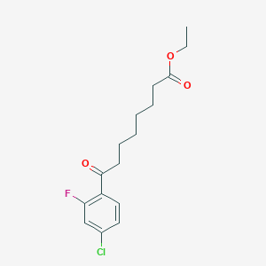 molecular formula C16H20ClFO3 B1326037 Ethyl 8-(4-chloro-2-fluorophenyl)-8-oxooctanoate CAS No. 951886-47-8