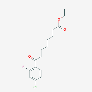 molecular formula C16H20ClFO3 B1326037 乙酸8-(4-氯-2-氟苯基)-8-氧代辛酸乙酯 CAS No. 951886-47-8
