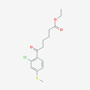 molecular formula C15H19ClO3S B1326049 Ethyl 6-(2-Chloro-4-(methylthio)phenyl)-6-oxohexanoate CAS No. 951886-93-4