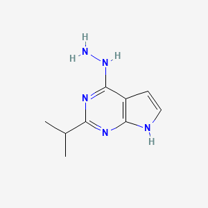 molecular formula C9H13N5 B13260543 4-Hydrazinyl-2-(propan-2-yl)-7H-pyrrolo[2,3-d]pyrimidine 
